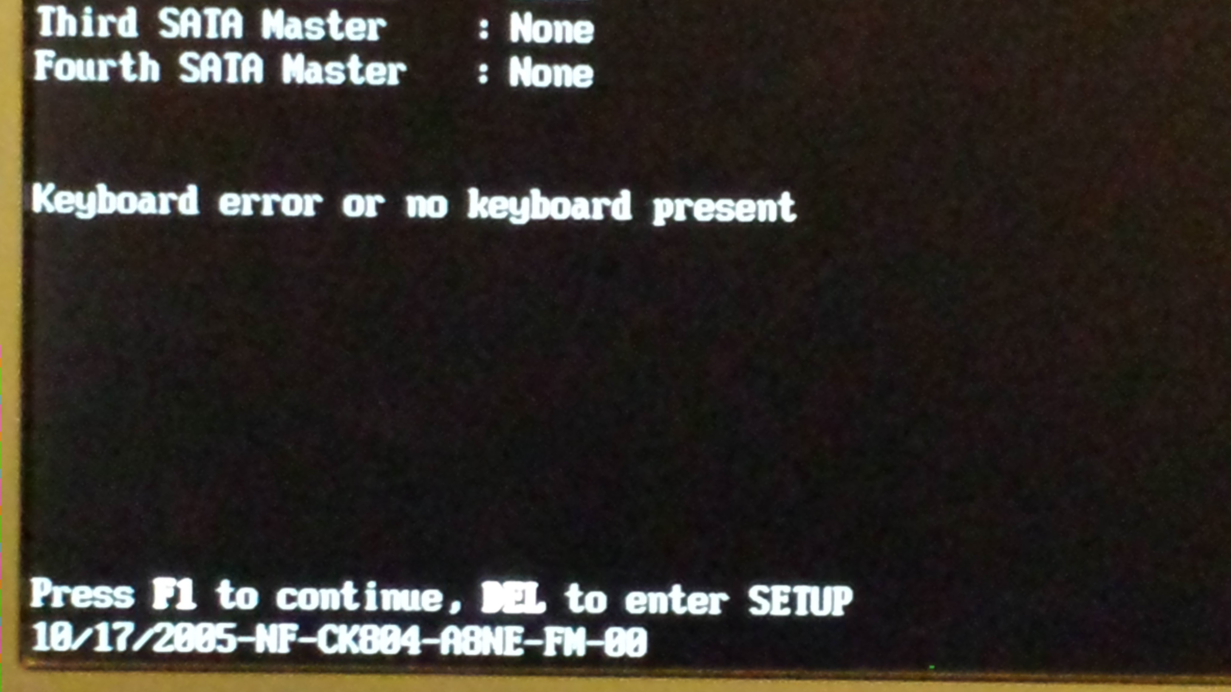 Keyboard error - Press F1